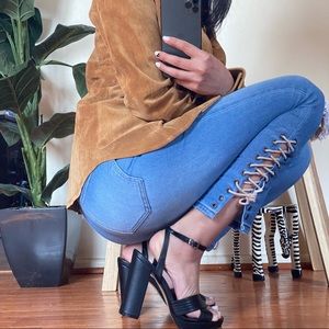 Vintage lace straight jeans